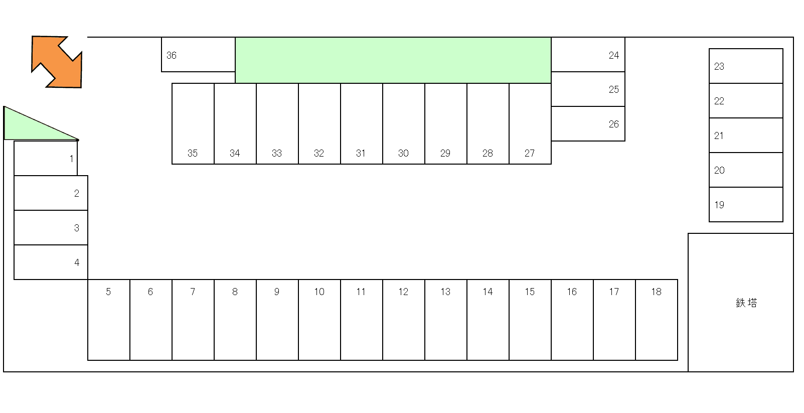 ナコズ駐車場の駐車配置図