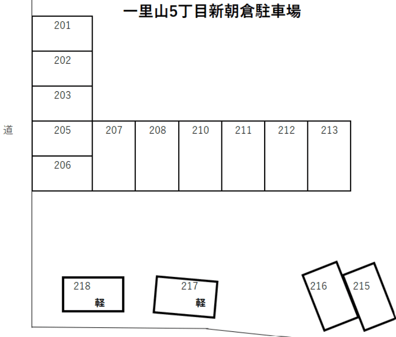 一里山5丁目新朝倉駐車場の駐車配置図