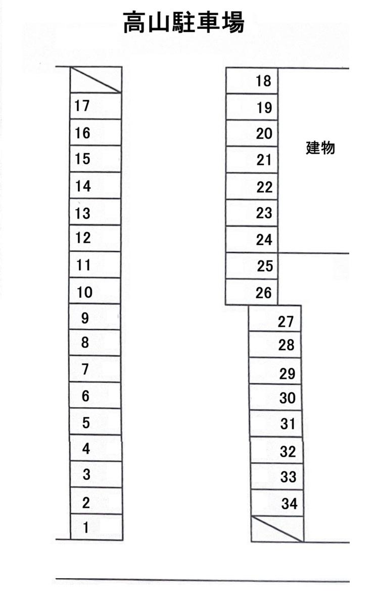 高山駐車場の駐車配置図