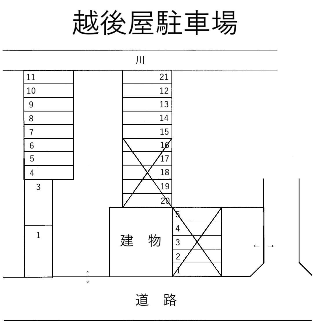 越後屋駐車場の駐車配置図