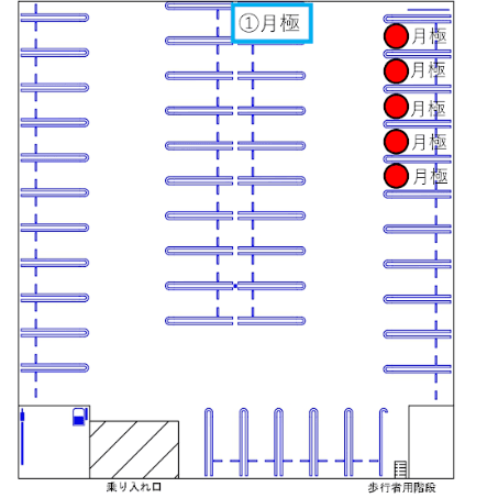 愛野駅前の駐車配置図