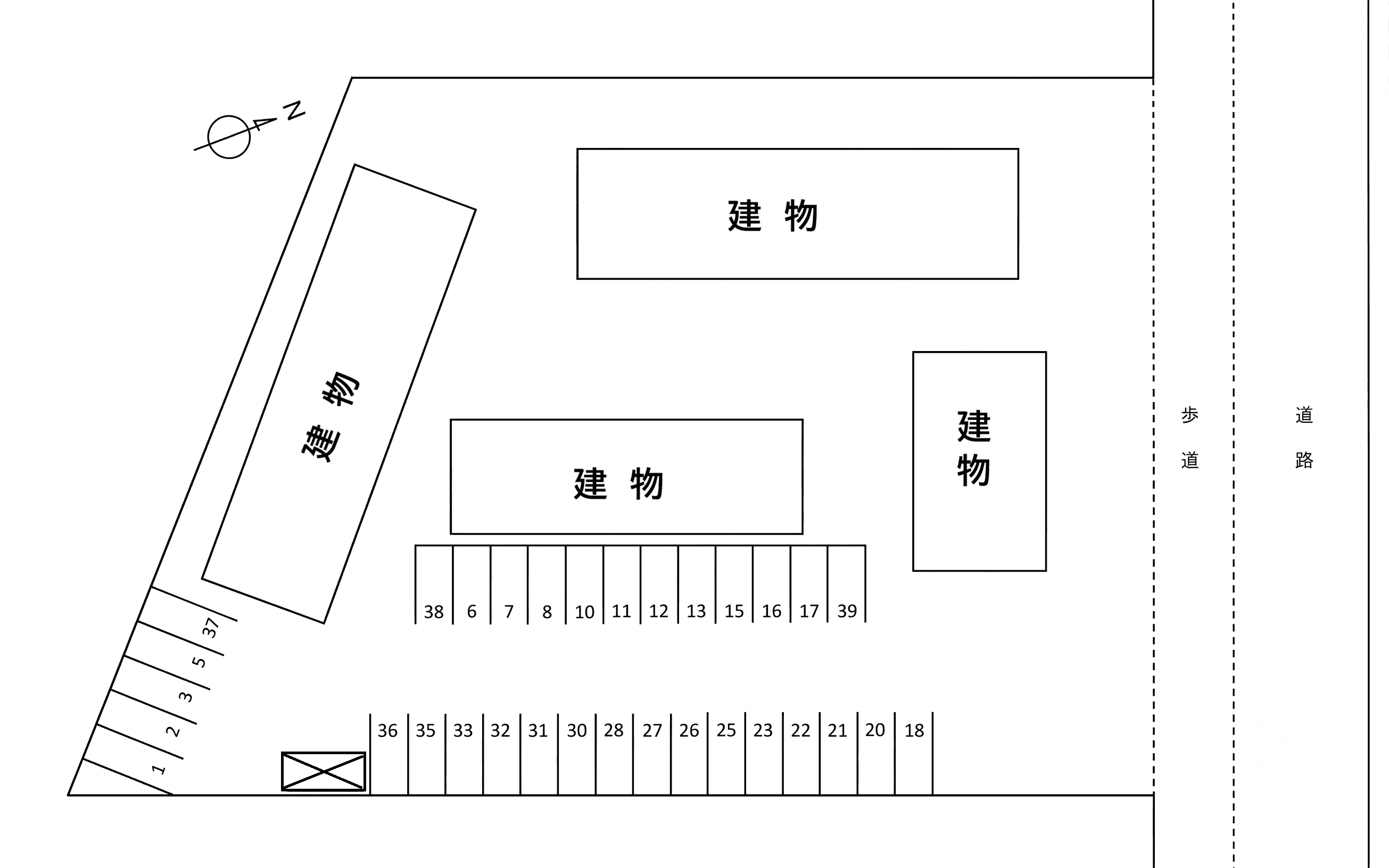シャトレーヌ梅美台モータープールの駐車配置図