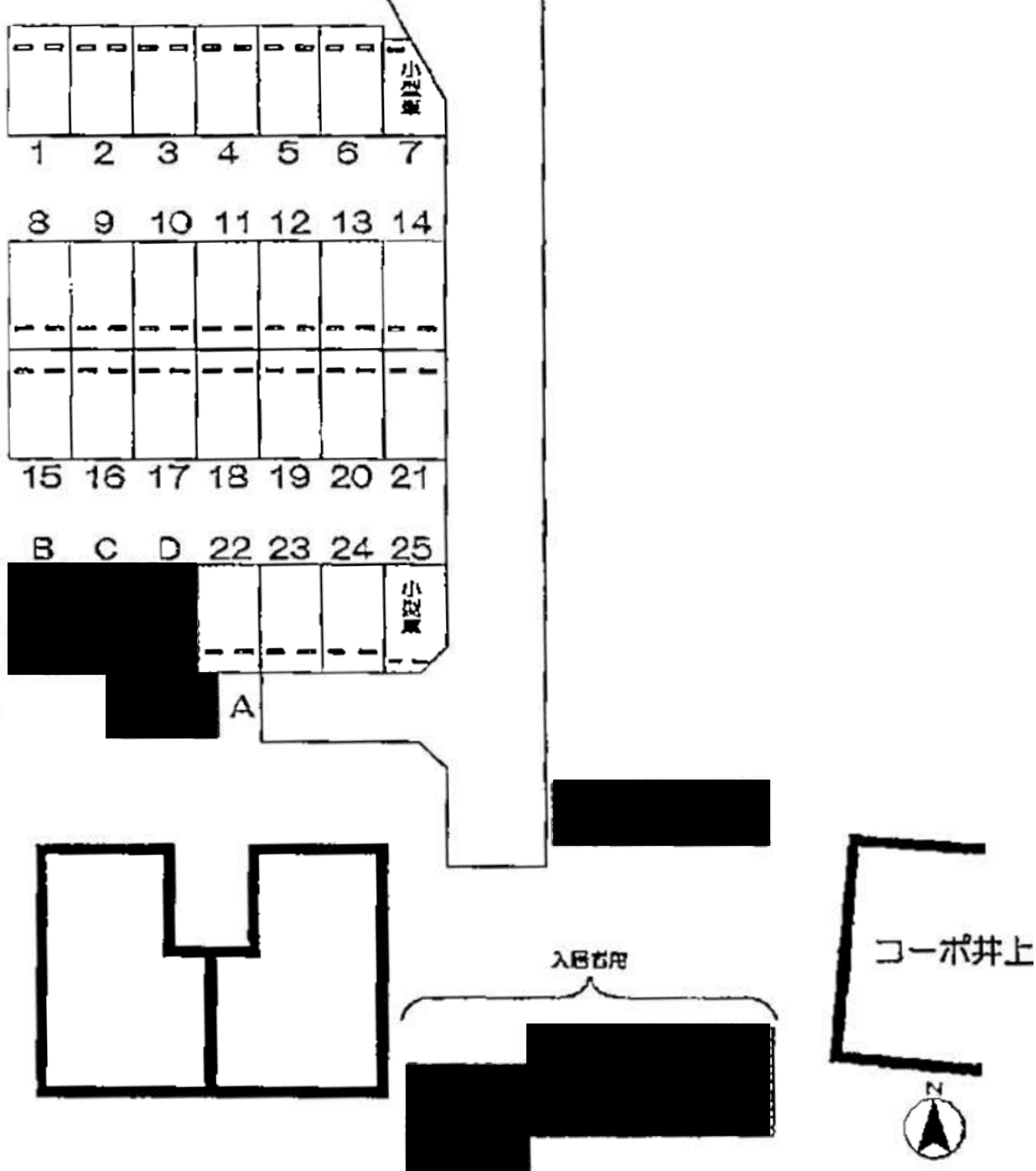 井上パーキングの駐車配置図