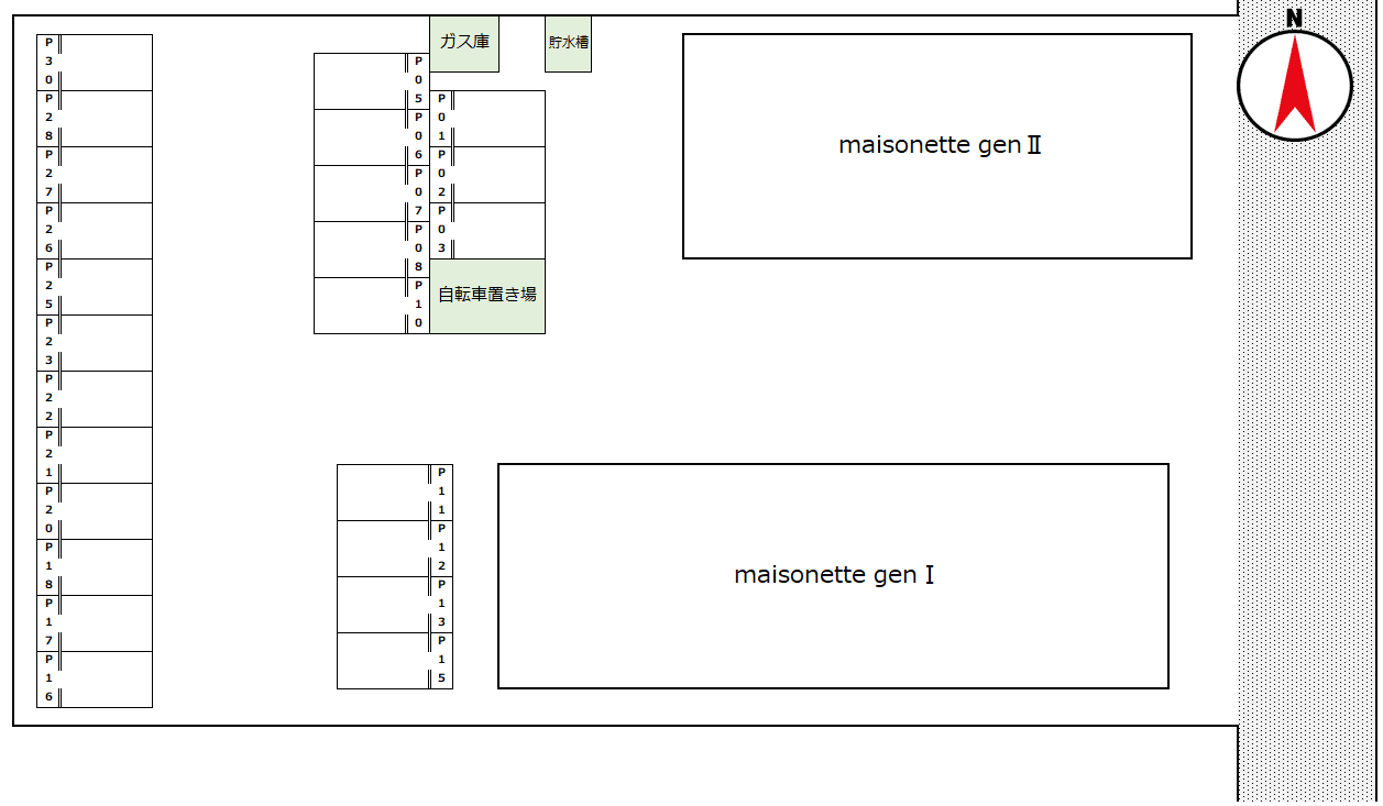 maisonette genⅠ・Ⅱの駐車配置図