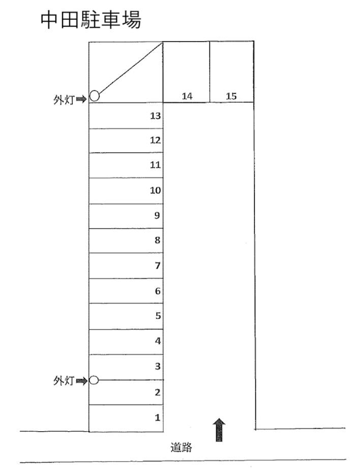 中田駐車場の駐車配置図