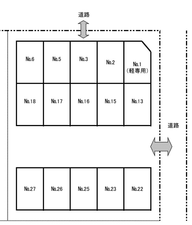鹿子町加藤パーキングの駐車配置図