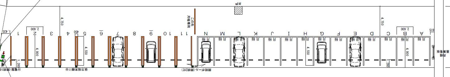 やさしい駐車場新潟上大川前通3番町の駐車配置図