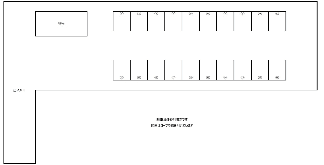東高泊駐車場の駐車配置図
