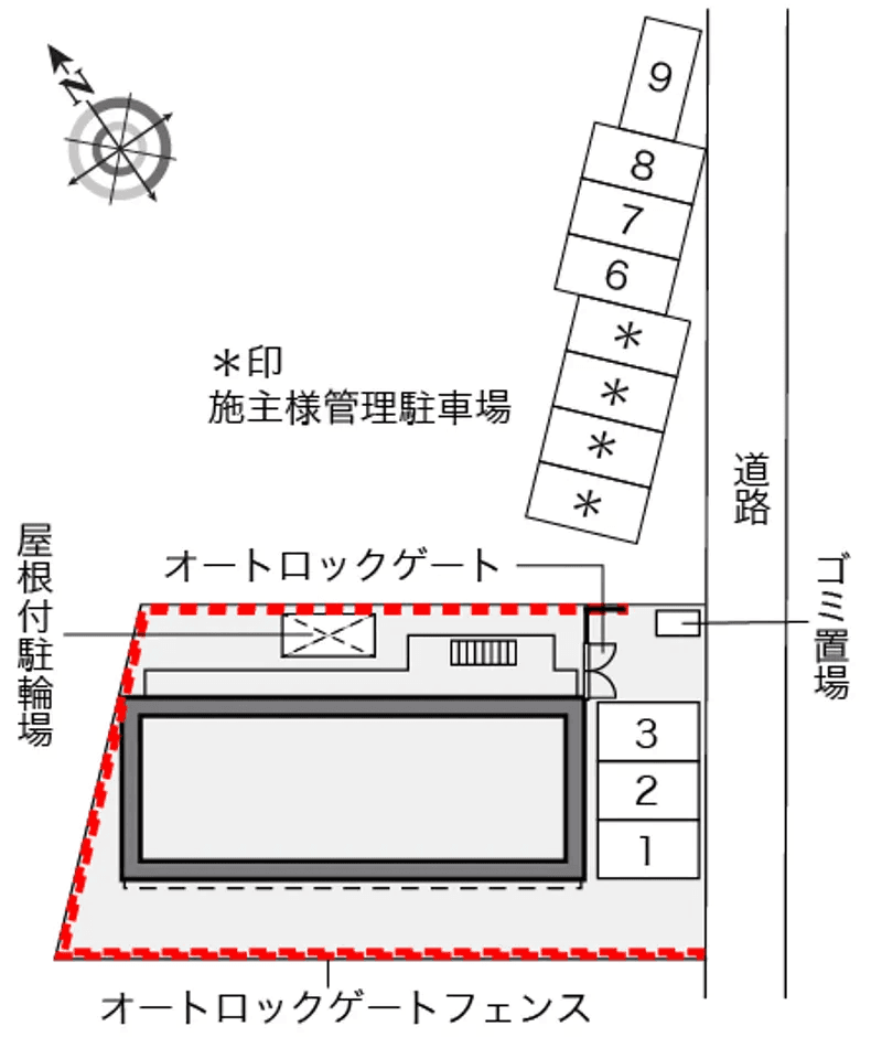 西本郷(41988) 敷地外駐車場の駐車配置図