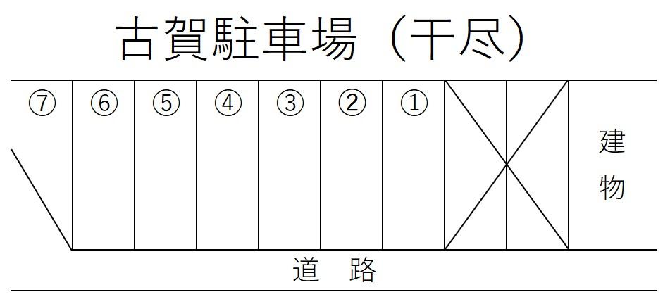 古賀駐車場(干尽)の駐車配置図