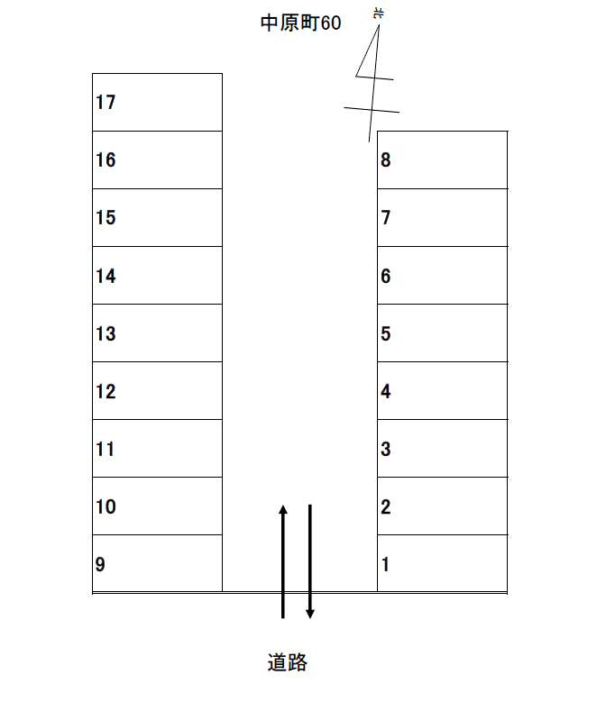 中原町60駐車場の駐車配置図