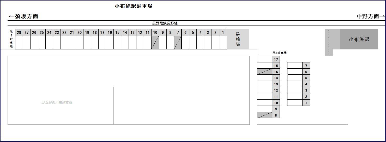 小布施駅第2駐車場の駐車配置図