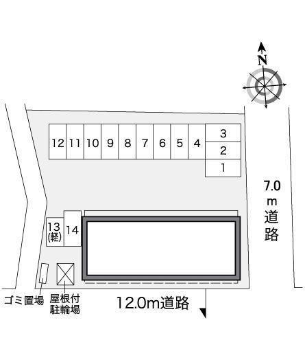 フォンティーヌ 北(27480)の駐車配置図