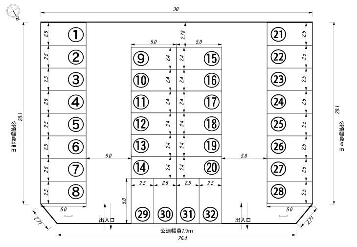 ホットハウス向陽台3丁目パーキングの駐車配置図