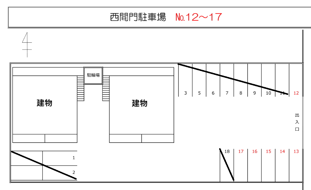 西間門駐車場の駐車配置図