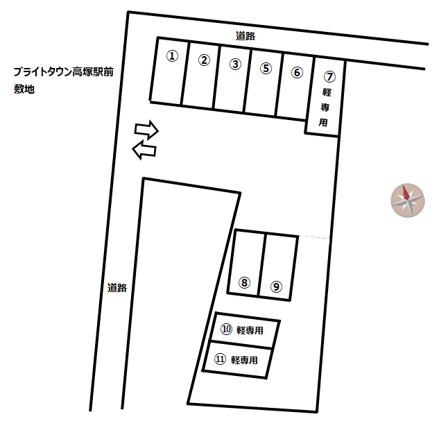 高塚町4607-8駐車場の駐車配置図
