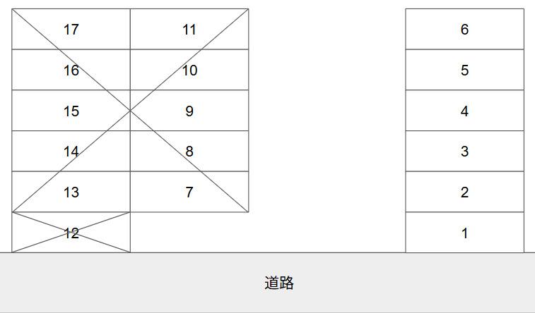 知名氏月極契約駐車場の駐車配置図