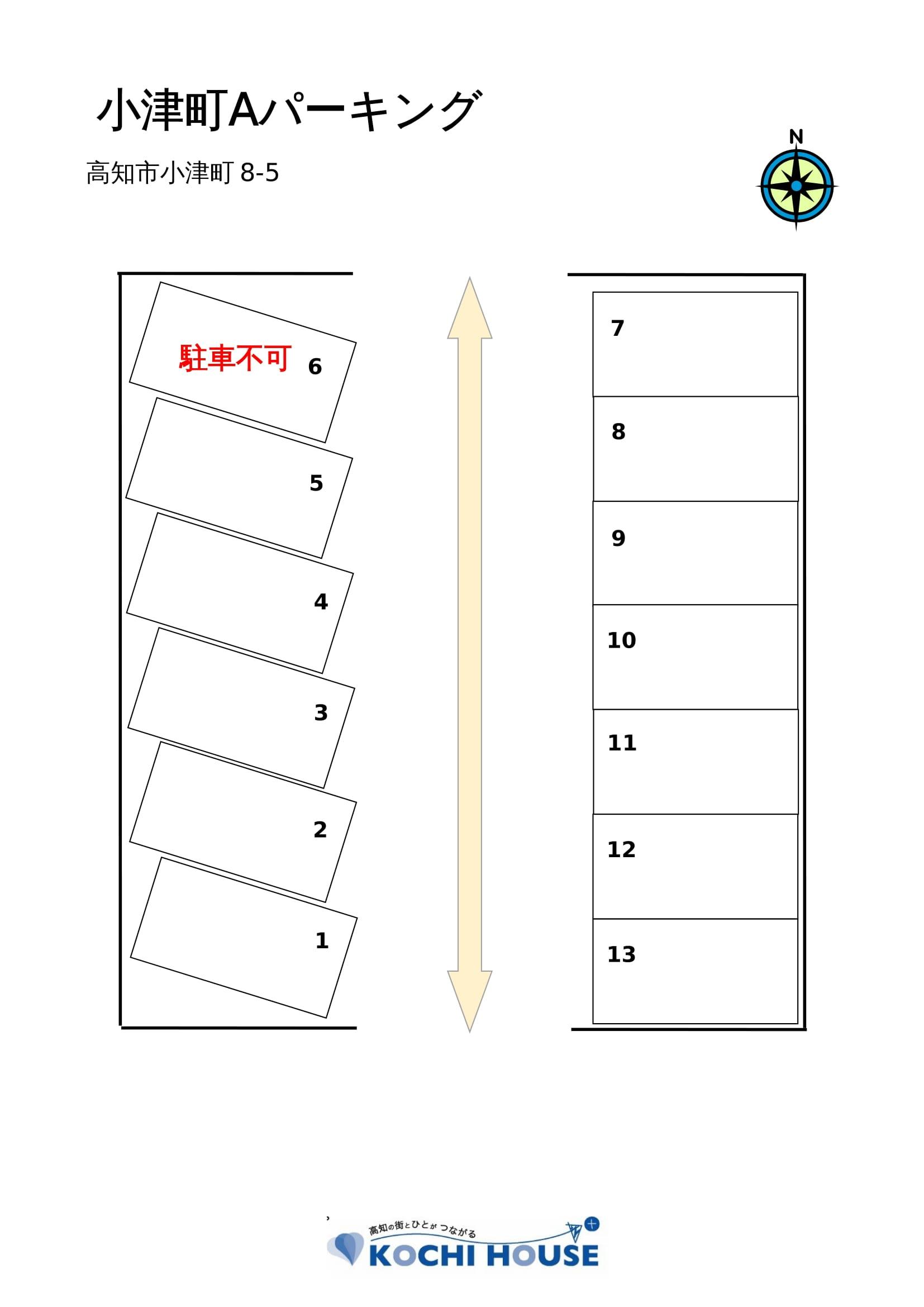 小津町Aパーキングの駐車配置図