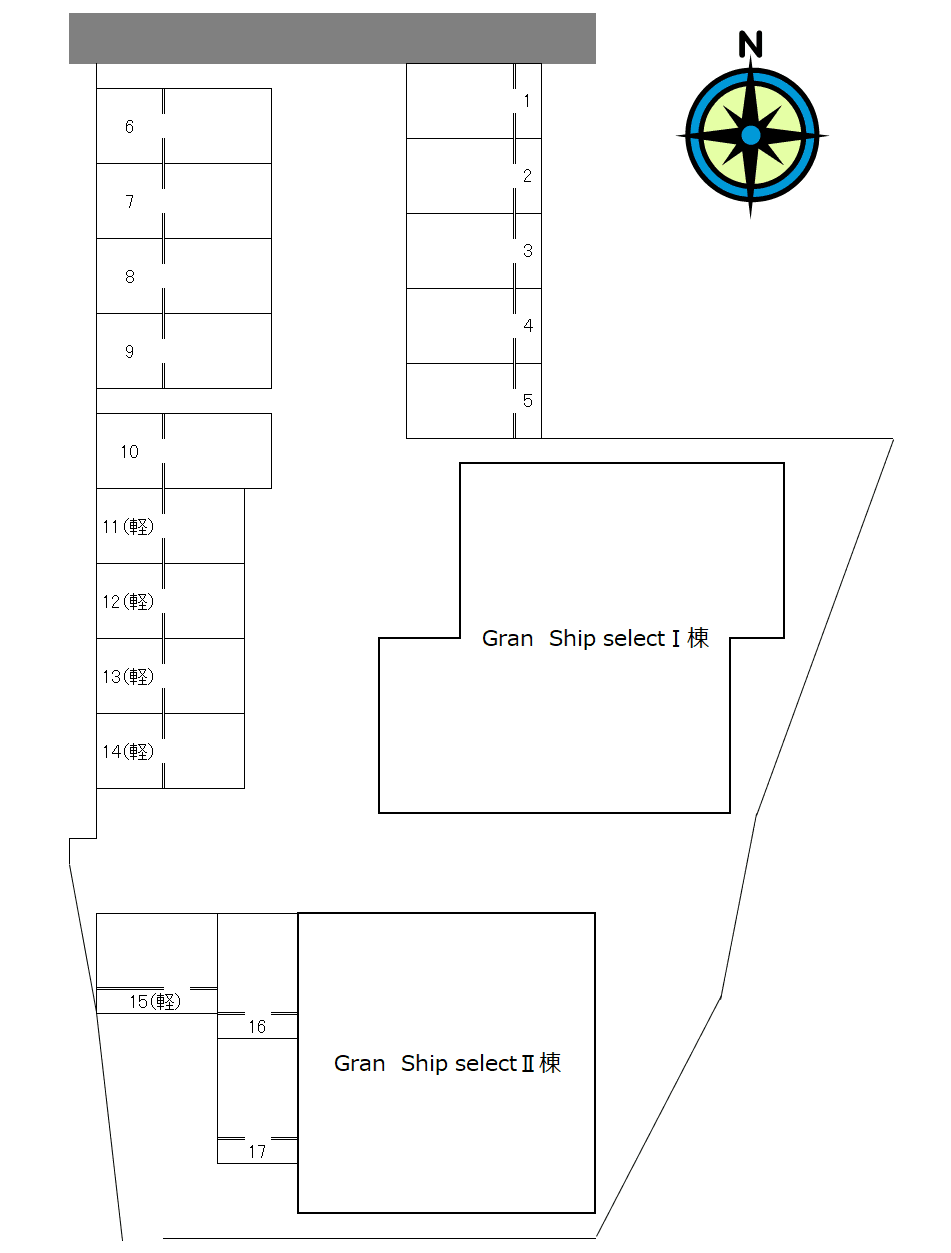Gran Ship selectⅠ・Ⅱ共同駐車場の駐車配置図