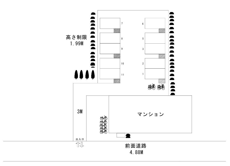 新座市新堀3丁目の駐車配置図