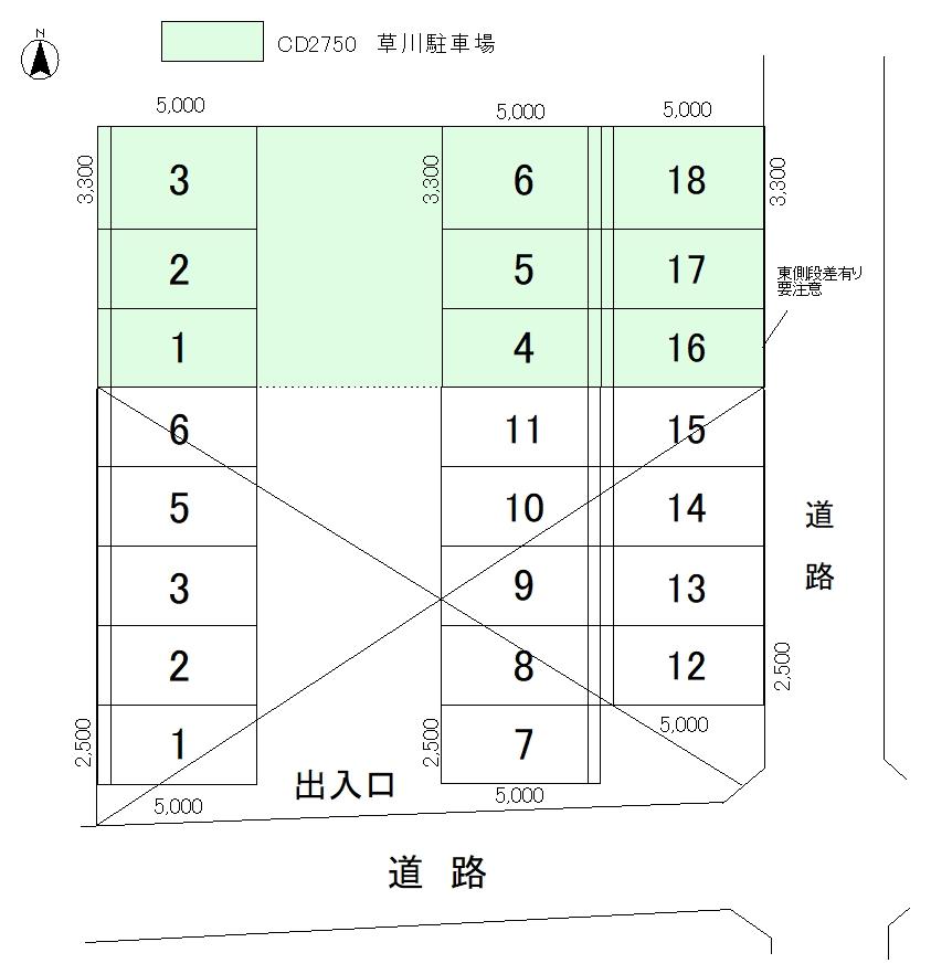 草川駐車場の駐車配置図