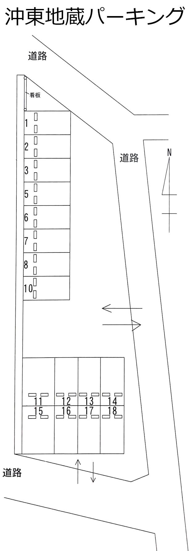 沖東地蔵パーキングの駐車配置図