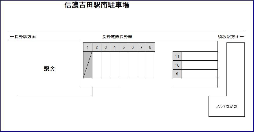 信濃吉田駅南駐車場の駐車配置図