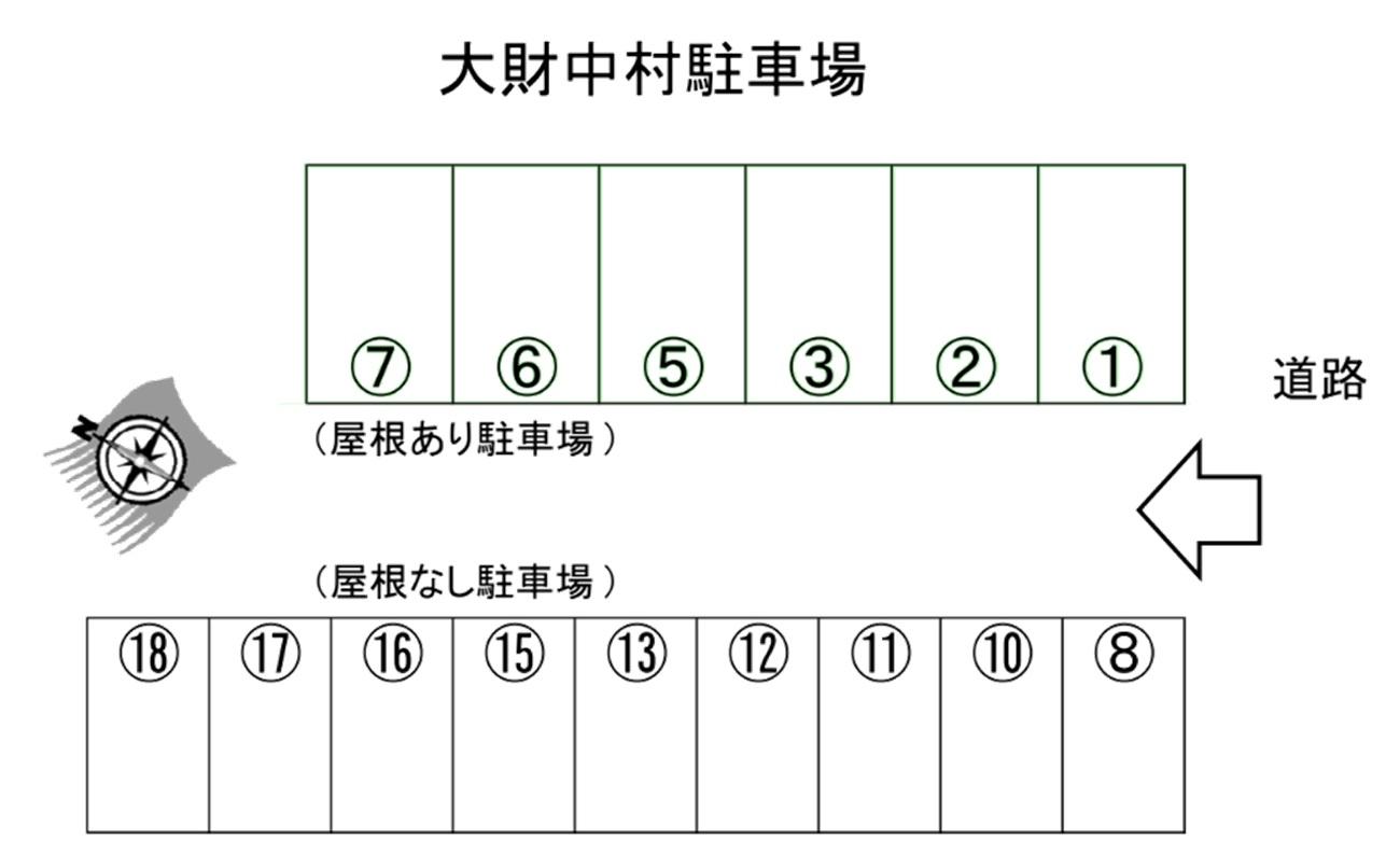 大財中村駐車場の駐車配置図