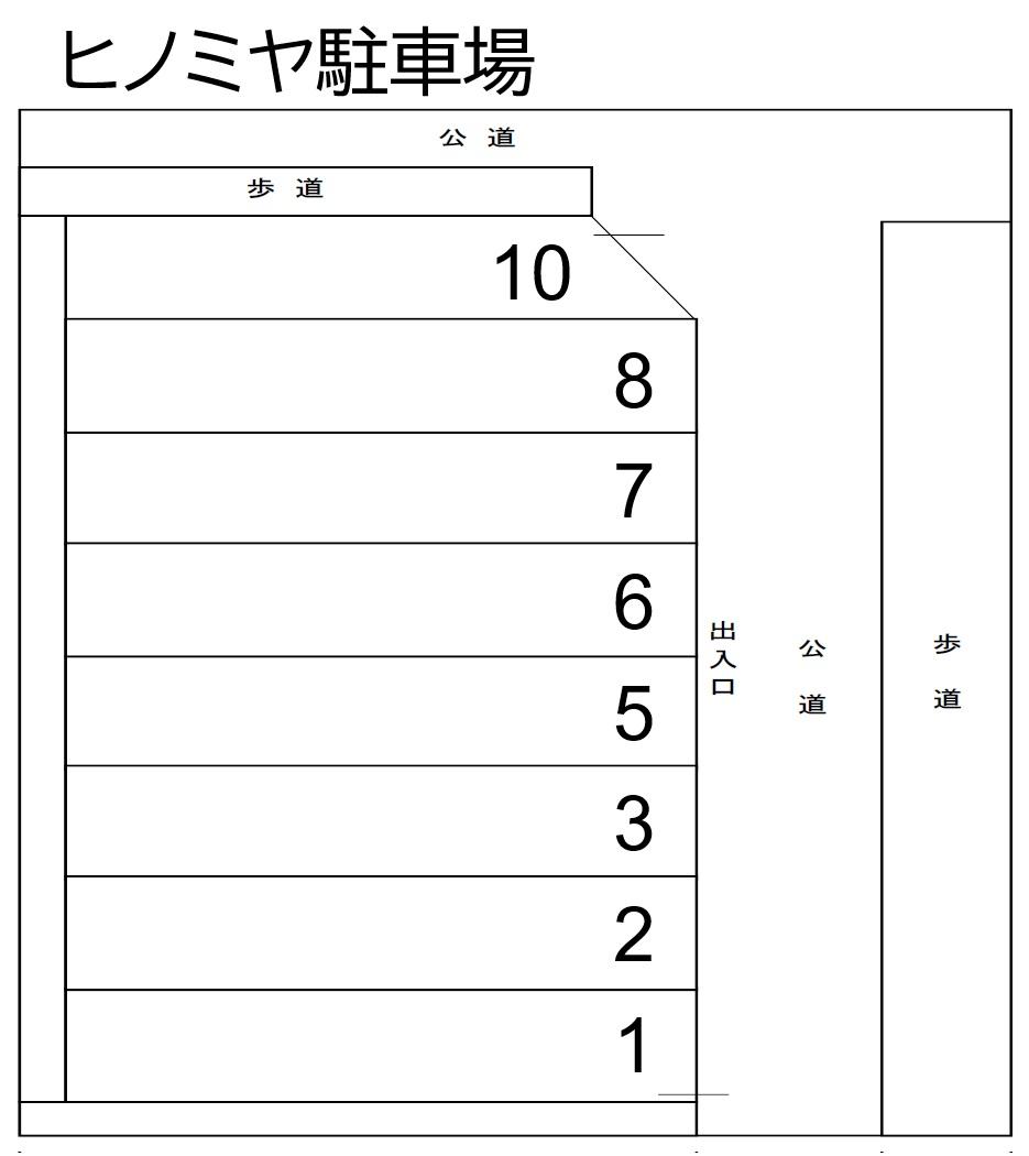 ヒノミヤ駐車場の駐車配置図