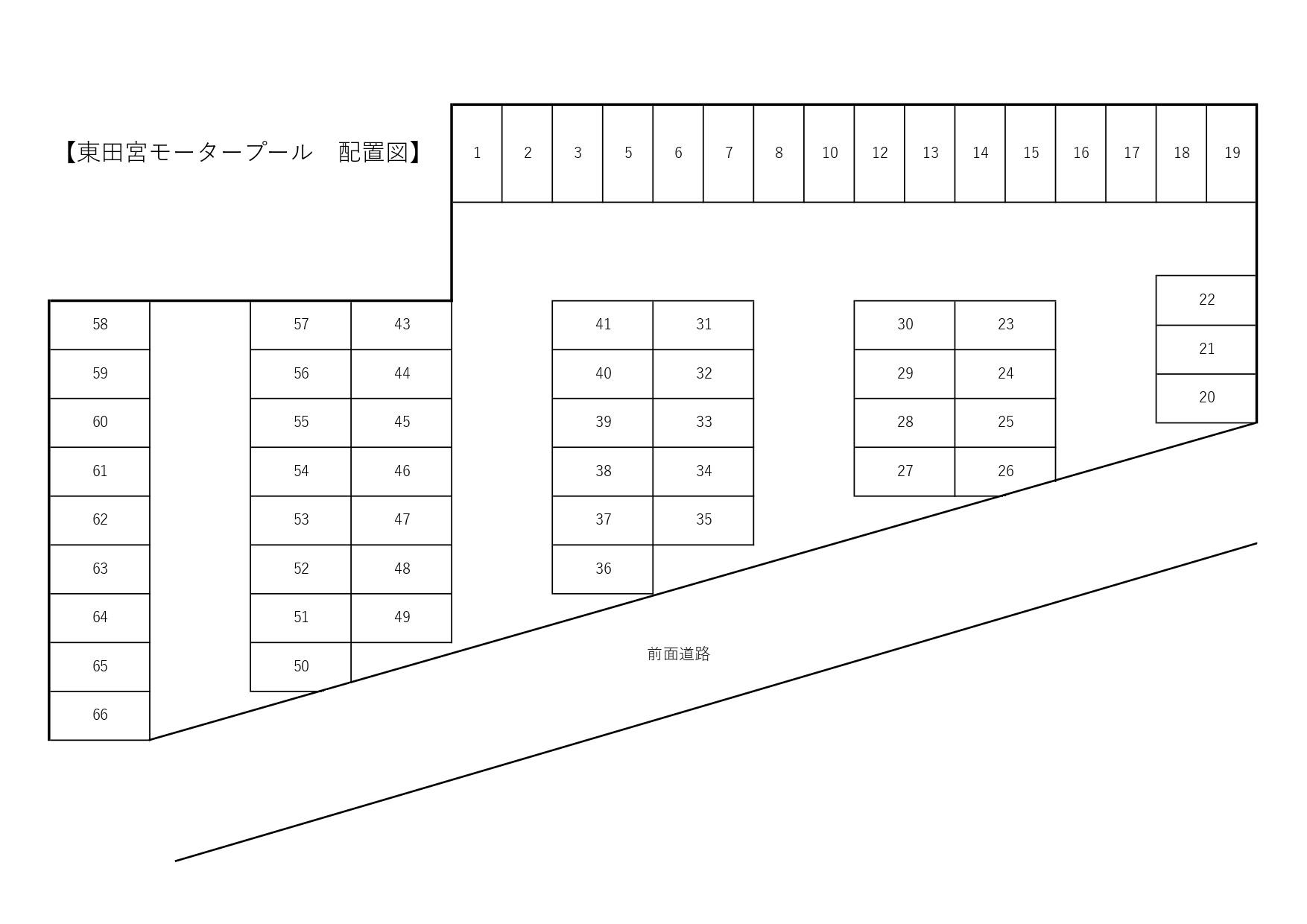 東田宮モータープールの駐車配置図