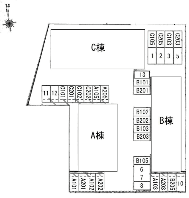 シャーメゾンかみやの駐車配置図