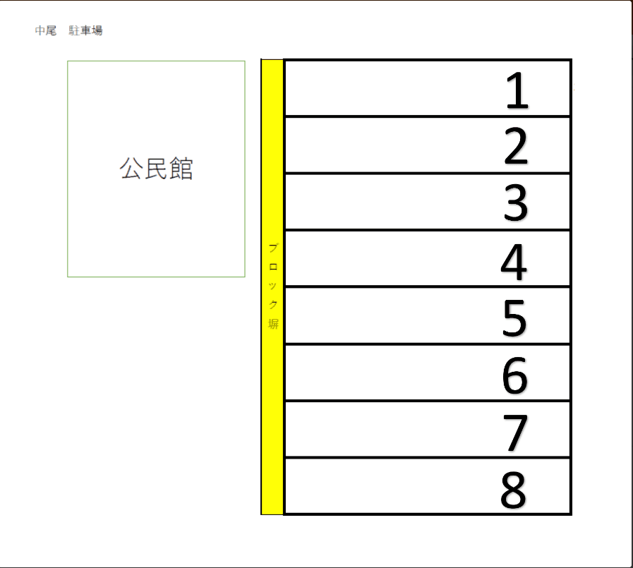 中尾駐車場の駐車配置図