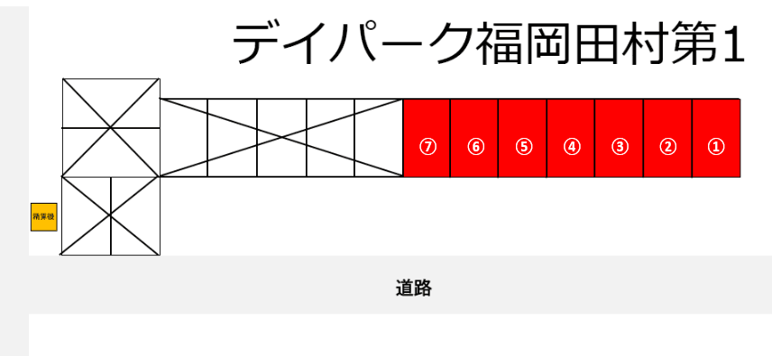 デイパーク福岡田村第1の駐車配置図