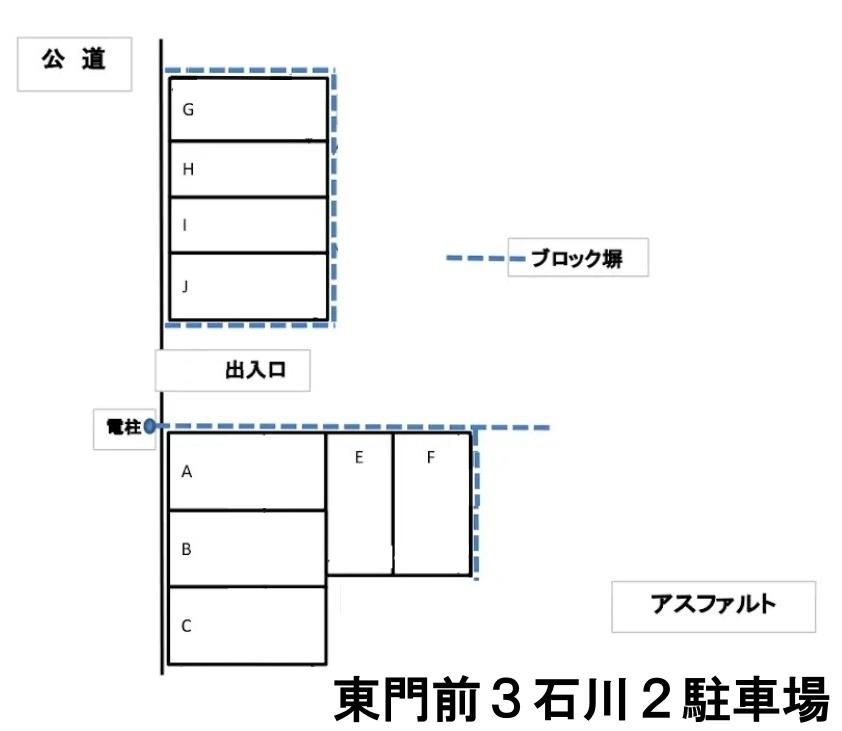 東門前3石川2駐車場の駐車配置図