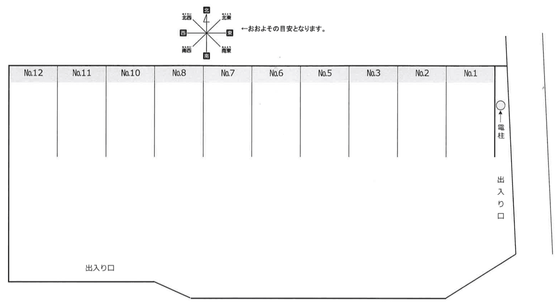 下栗町月極駐車場の駐車配置図