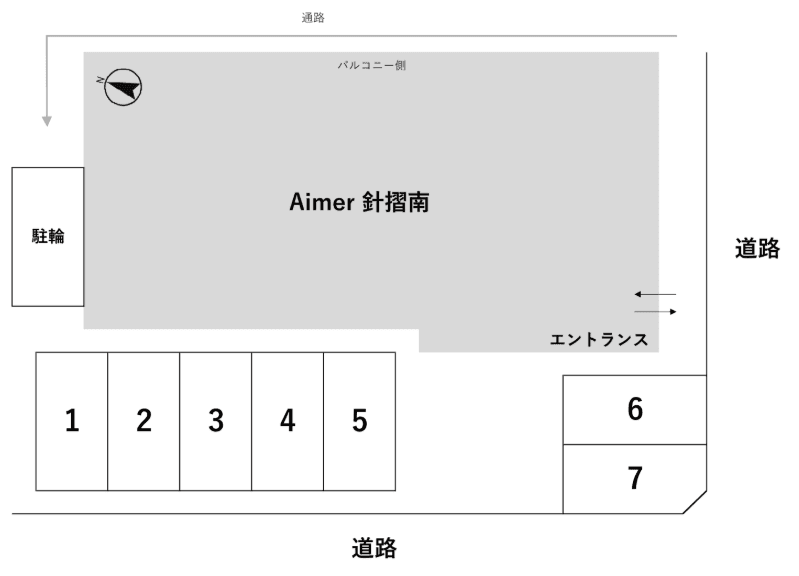 Aimer 針摺南駐車場の駐車配置図
