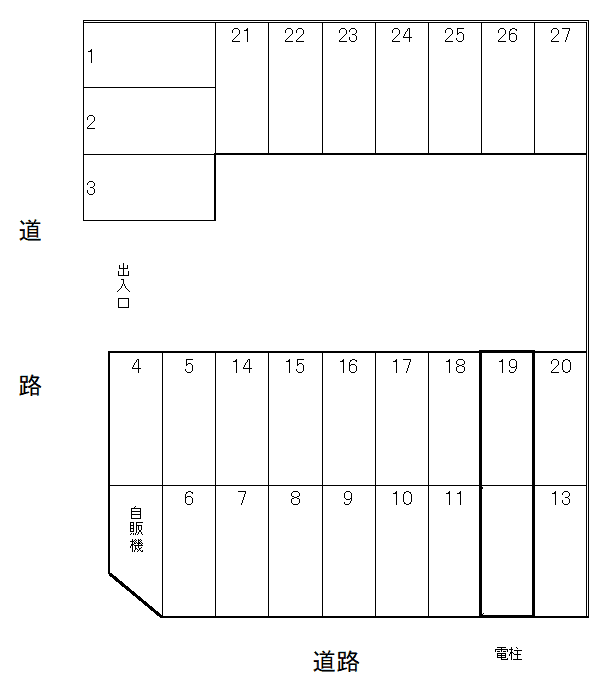 東野1丁目パーキングの駐車配置図