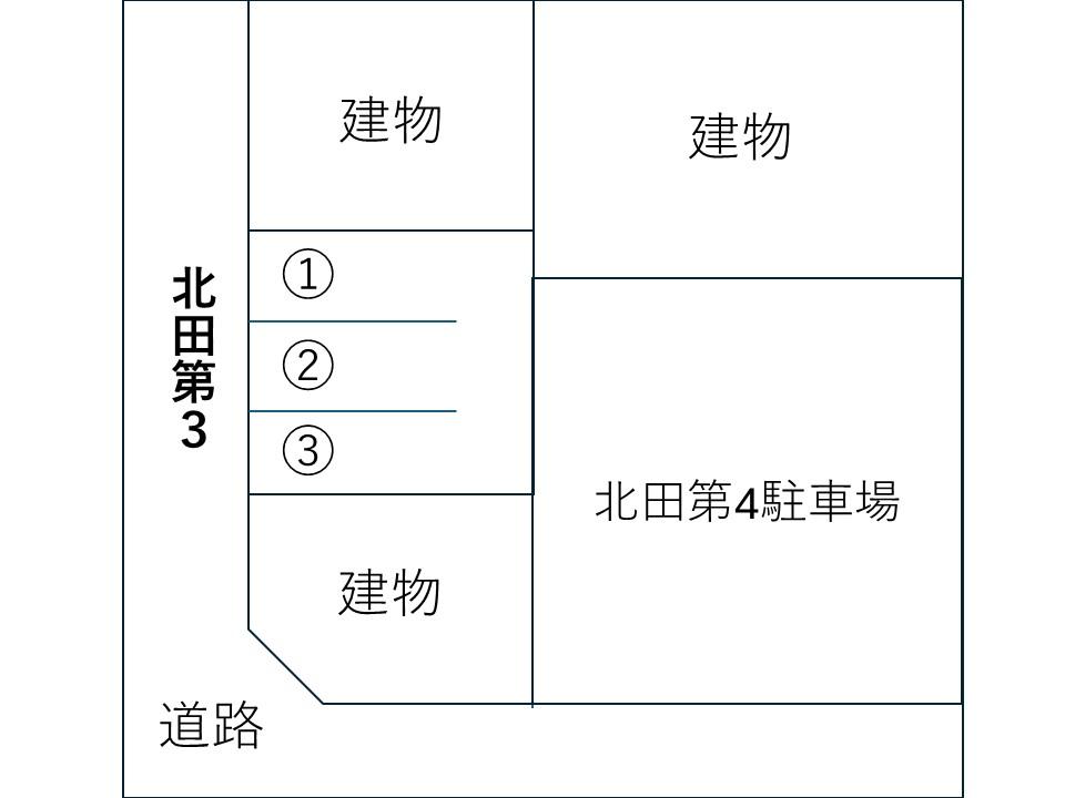 北田第三駐車場の駐車配置図