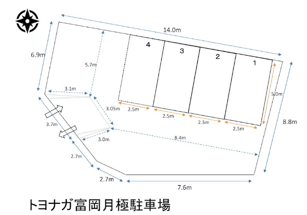 トヨナガ富岡月極駐車場の駐車配置図