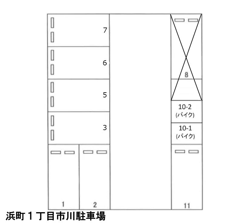 浜町1丁目市川駐車場の駐車配置図