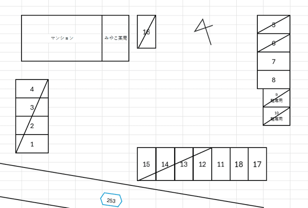 富野西垣内駐車場の駐車配置図