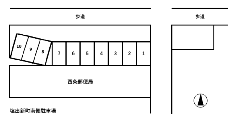 塩出新町南側駐車場の駐車配置図