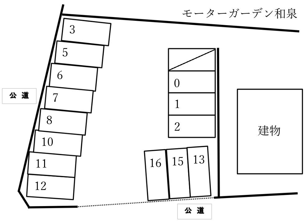 モーターガーデン和泉の駐車配置図