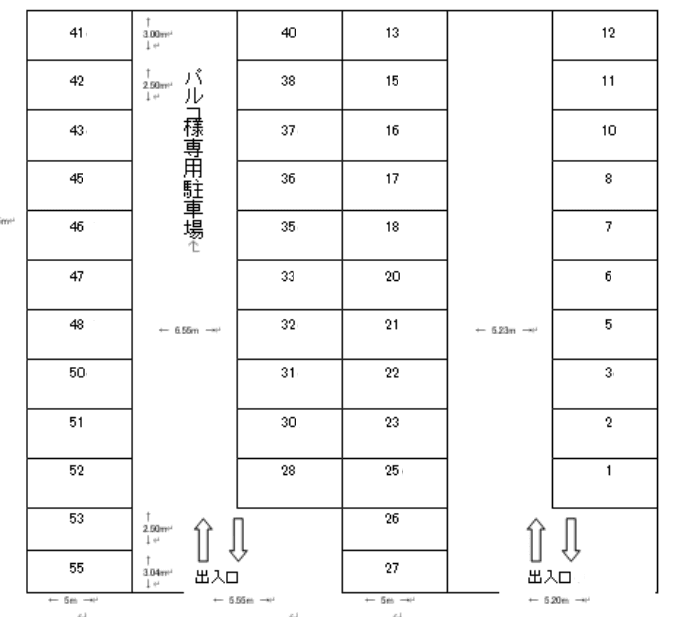 潮路駐車場の駐車配置図