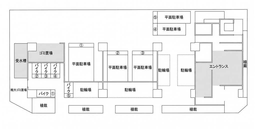 FKソルレヴェンテ八戸ノ里駐車場 (バイク専用)の駐車配置図