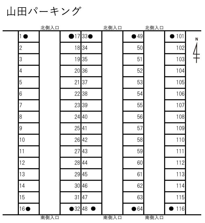 山田パーキングの駐車配置図