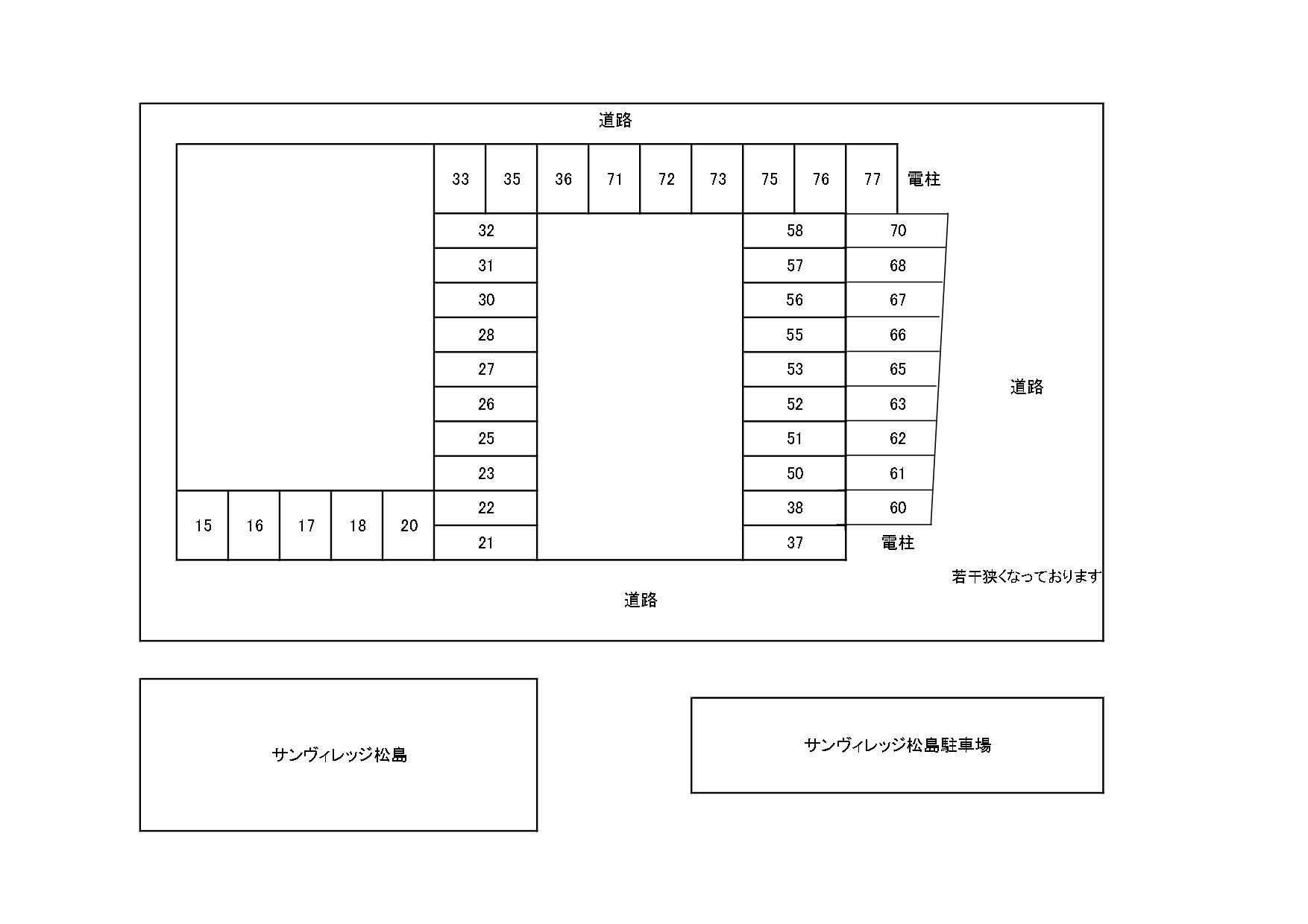 サンヴィレッジ松島駐車場の駐車配置図