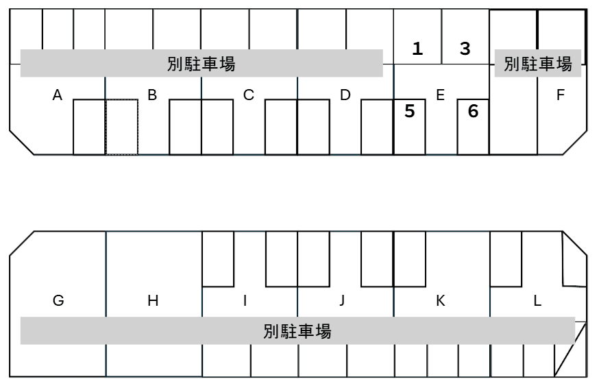 船渡飯田駐車場の駐車配置図