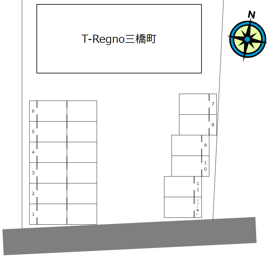 T-Regno三橋町の駐車配置図
