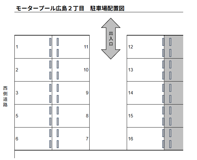 モータープール広島2丁目の駐車配置図